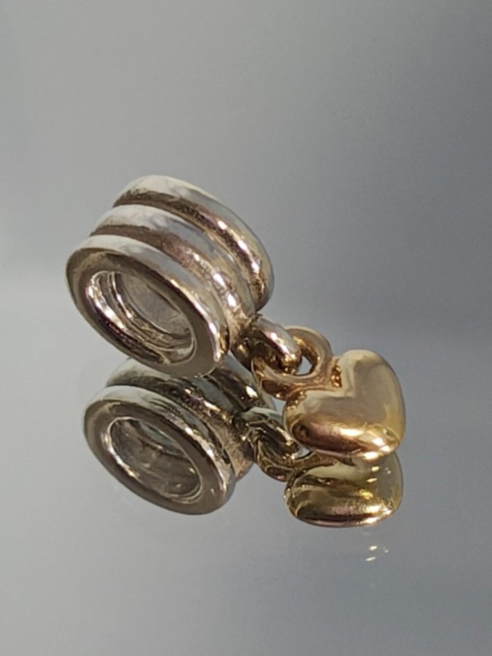 Authentic Pandora Dangling Heart 790173 Retired 14K Gold Sterling Silver Charm